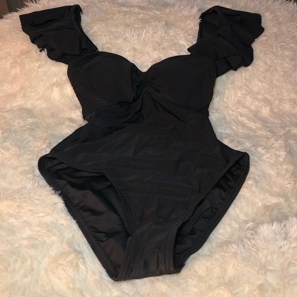 VENUS Black Ruffled One Piece Swimsuit size 4 - Picture 11 of 14